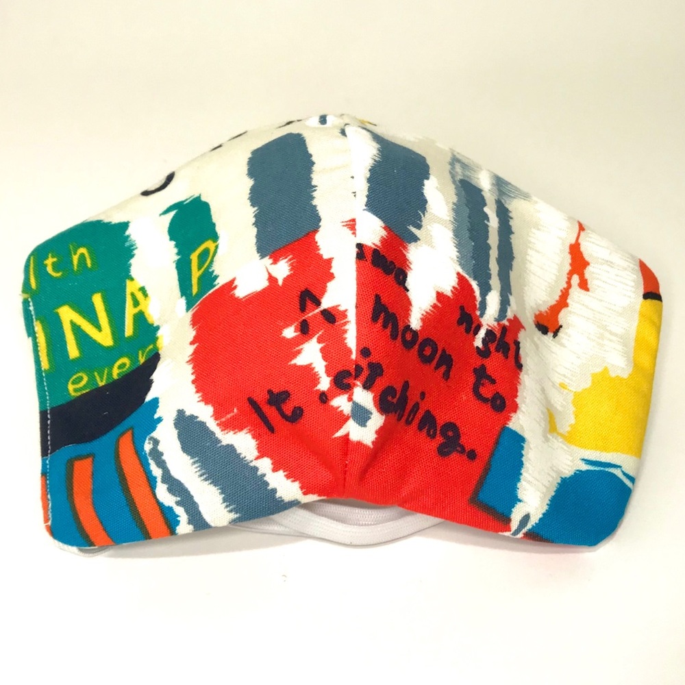Face mask - 3 layers & elastic Retro Print NWOT